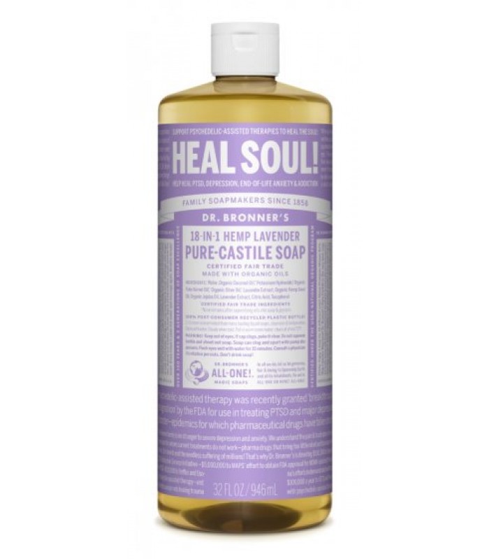 Dr Bronner's LAVENDER Pure-Castile Liquid Soap 32 oz